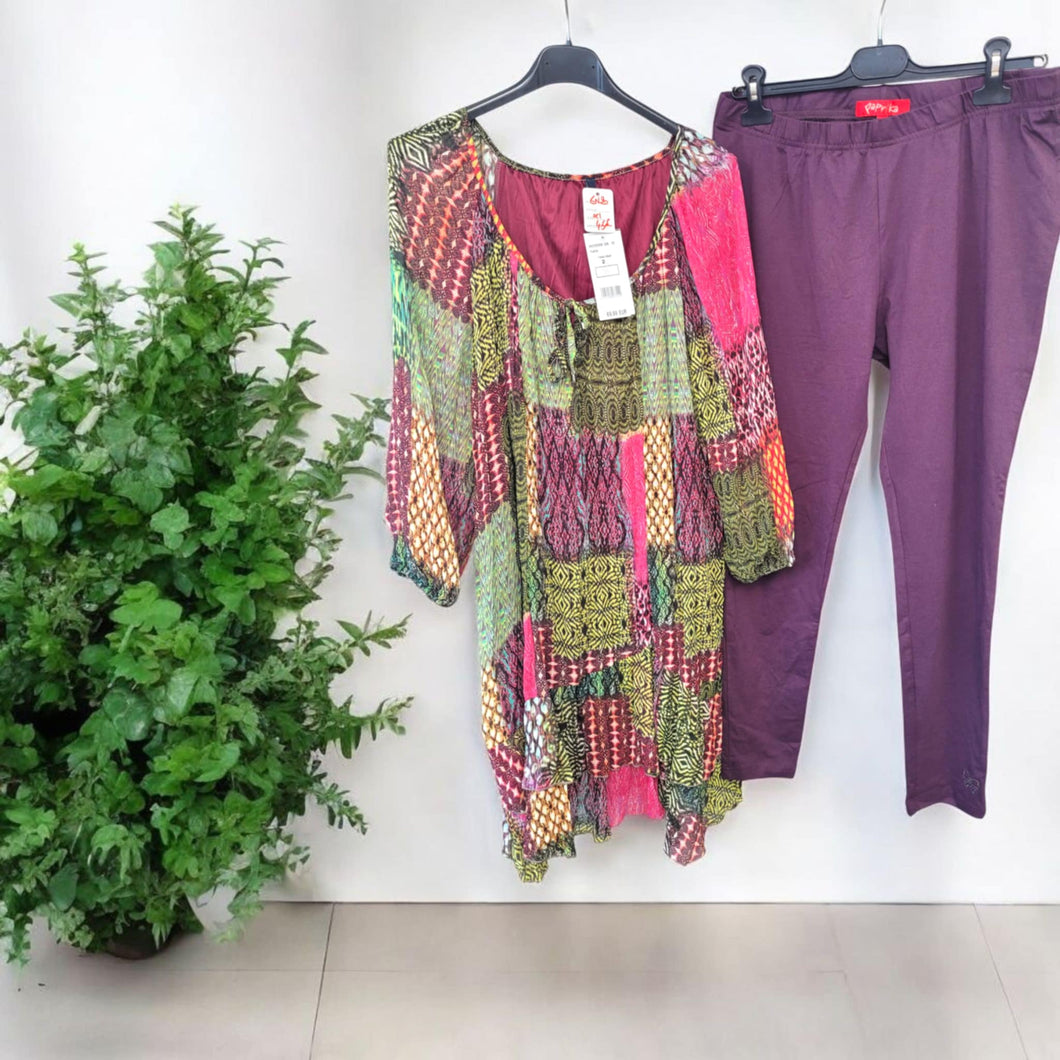 Ensemble blouse et pantalon paprika violet xl