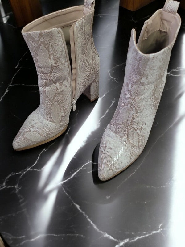 Bottine motif serpent beige