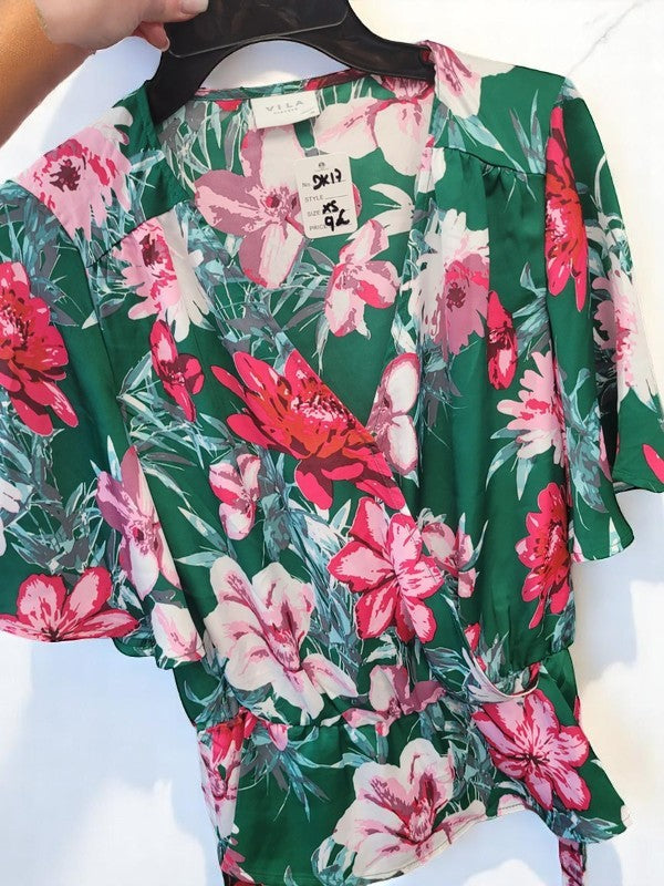 Blouse vila verte taile xs fleurie