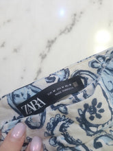 Charger l&#39;image dans la galerie, Pantalon taille haute zara taille m crème et bleu
