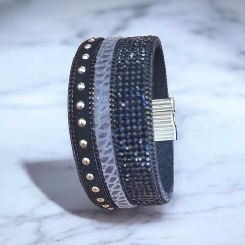 bracelet noir fermeture aimantee