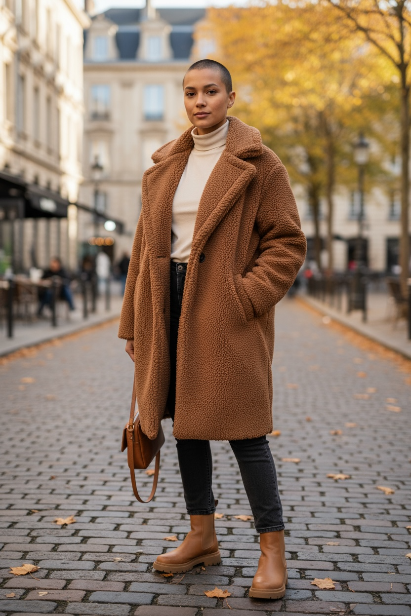 Manteau pilou brun jbc taille s