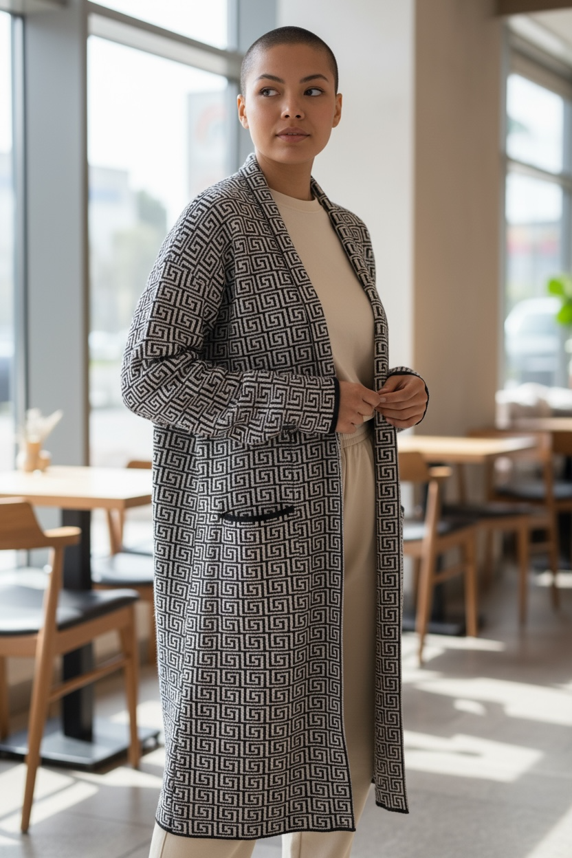 Long gilet noir et blanc