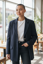 Charger l&#39;image dans la galerie, Blazer bleu long taille 44
