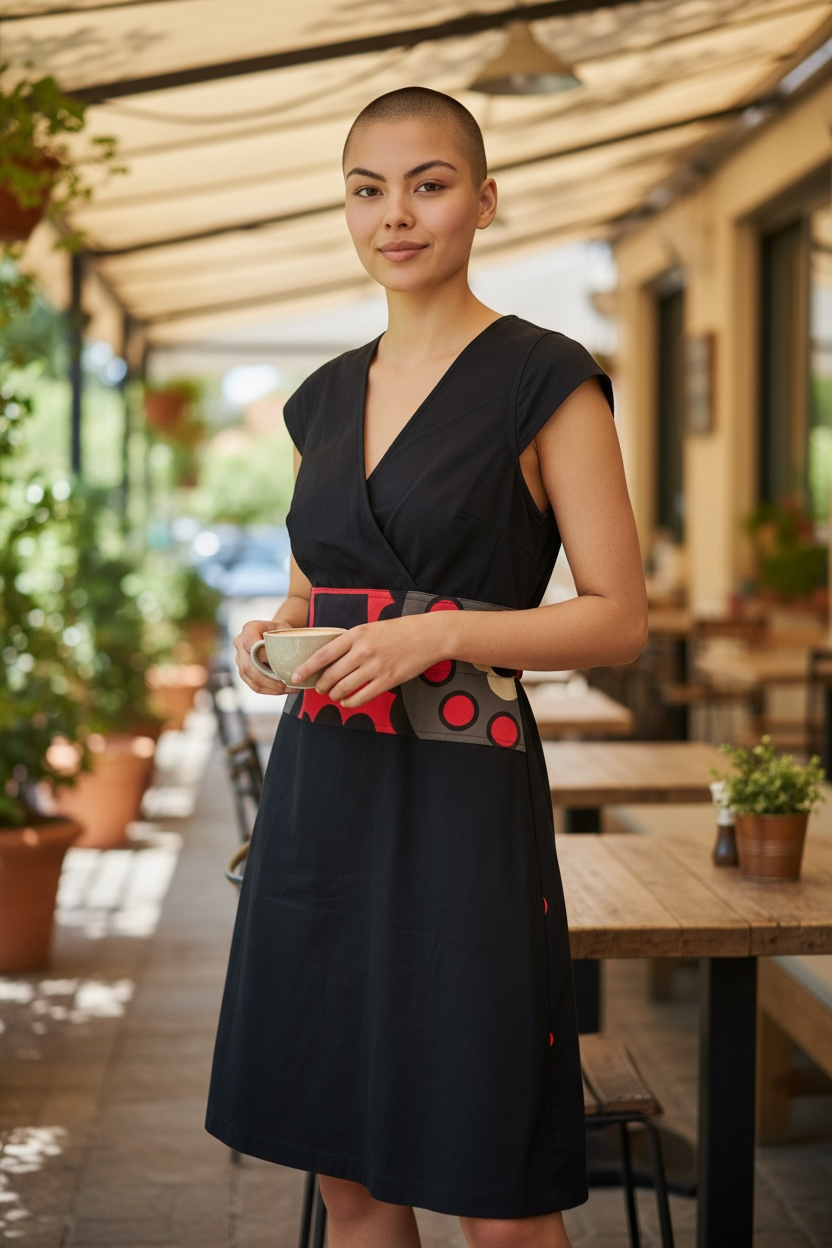 Robe bohème noire et orange taille m