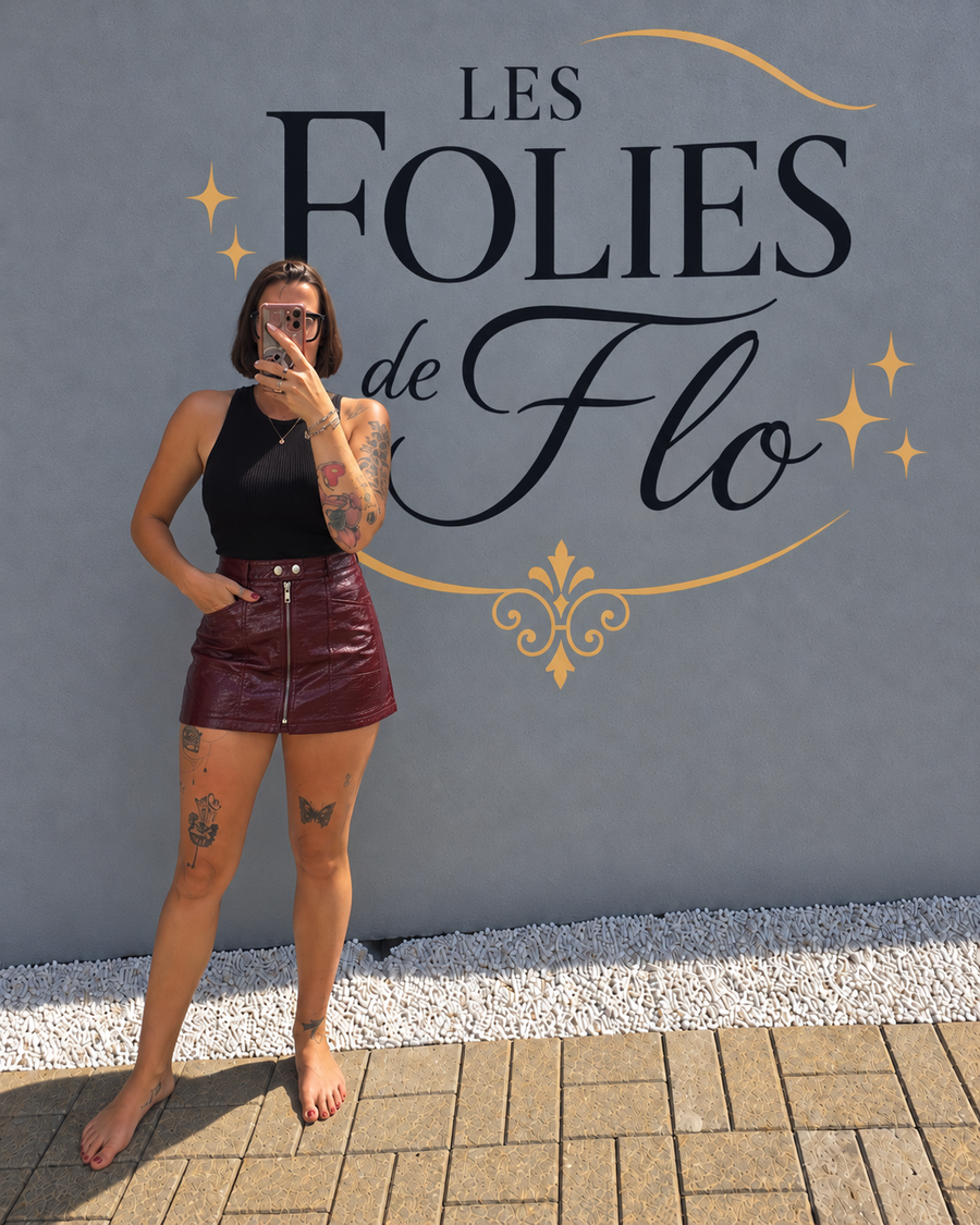 Jupe en simili bordeaux taille xl