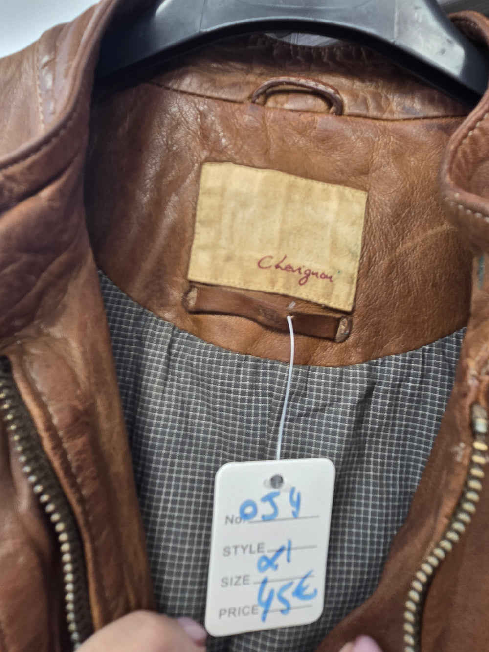 Veste en cuir brune taille xl