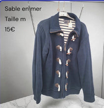 Charger l&#39;image dans la galerie, Gilet bleu marinière sable et mer taille m
