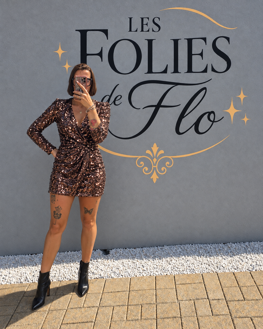 Robe a sequins brune xl