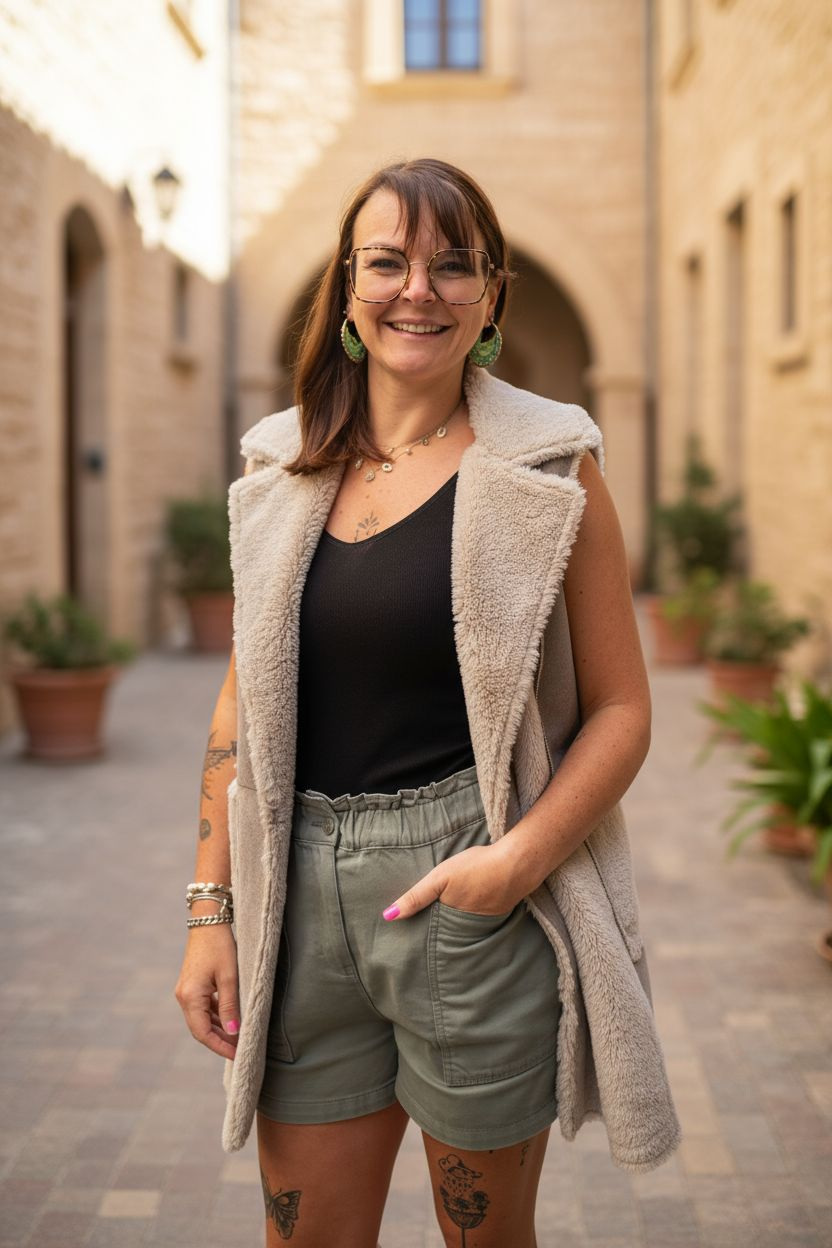 Veste sans manche en daim taillr unique