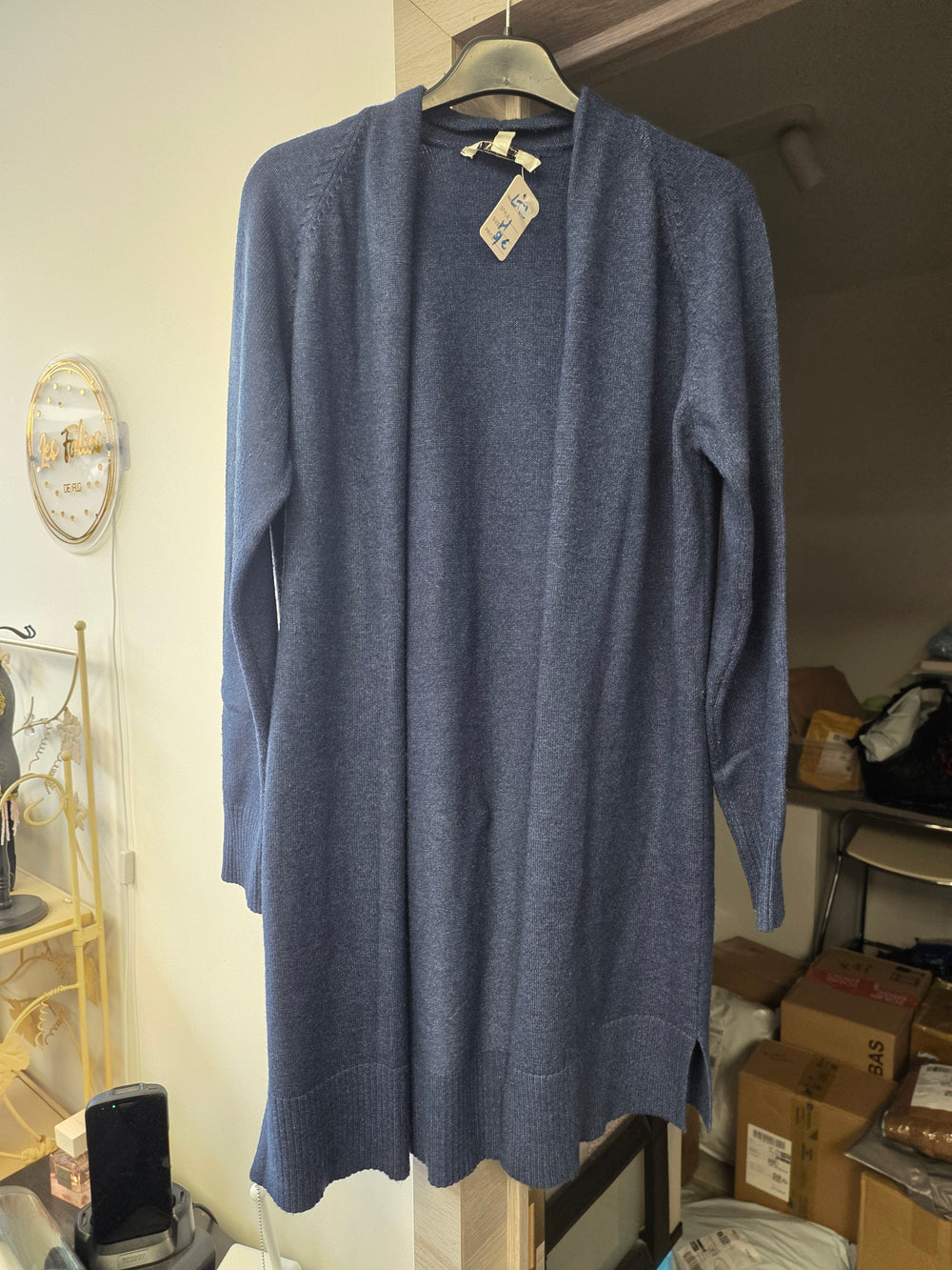 Gilet long bleu taille m