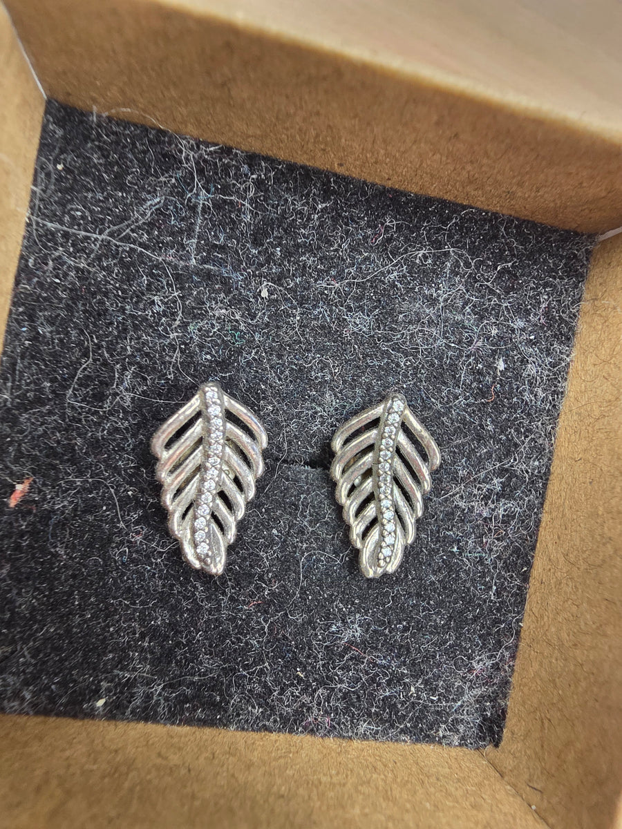Boucle d oreille feuille en argent