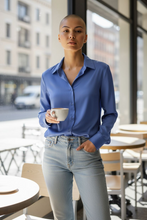 Charger l'image dans la galerie, Chemisier soie bleue dmn Taille L
