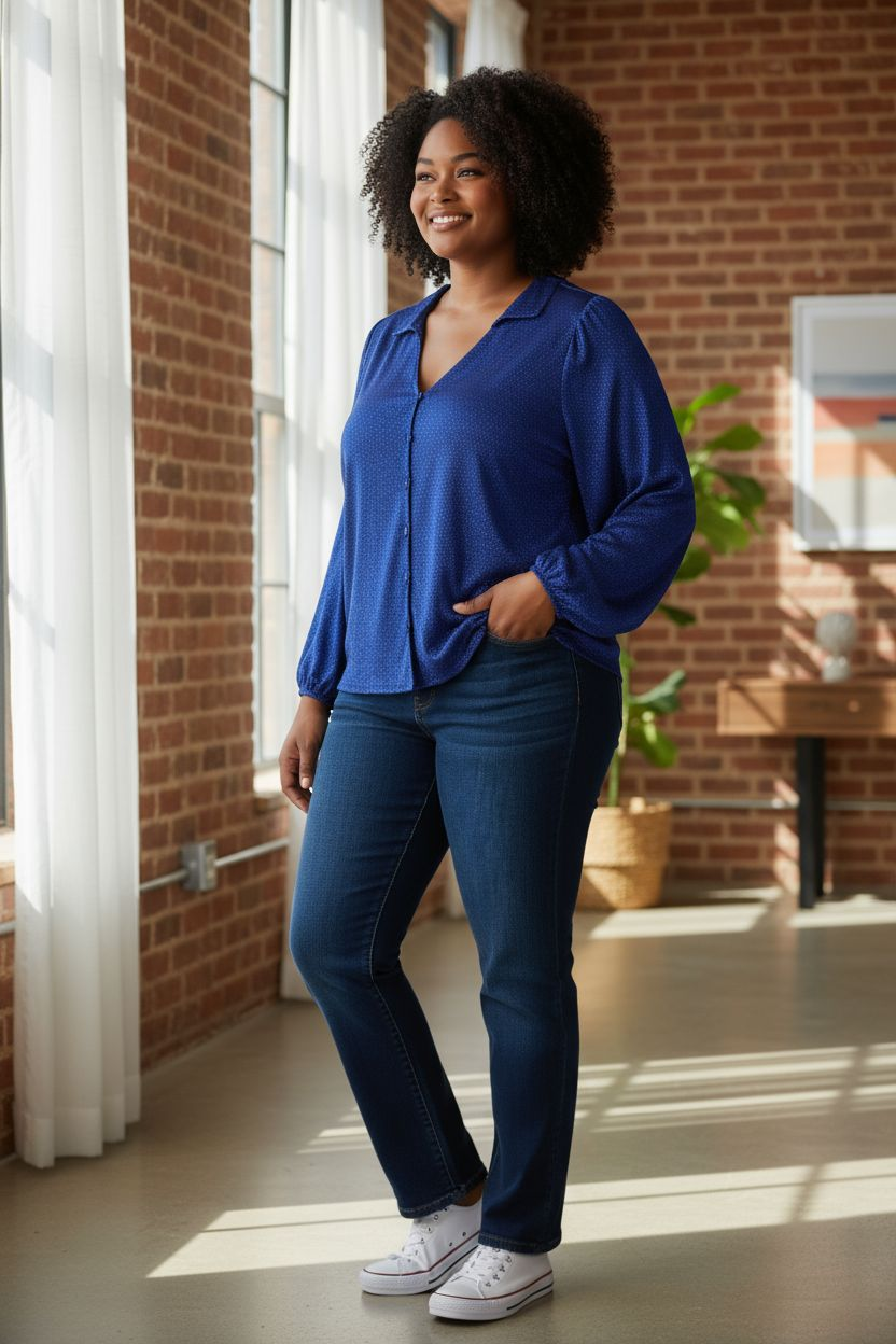 Blouse bleue à paillette jbc taille 44