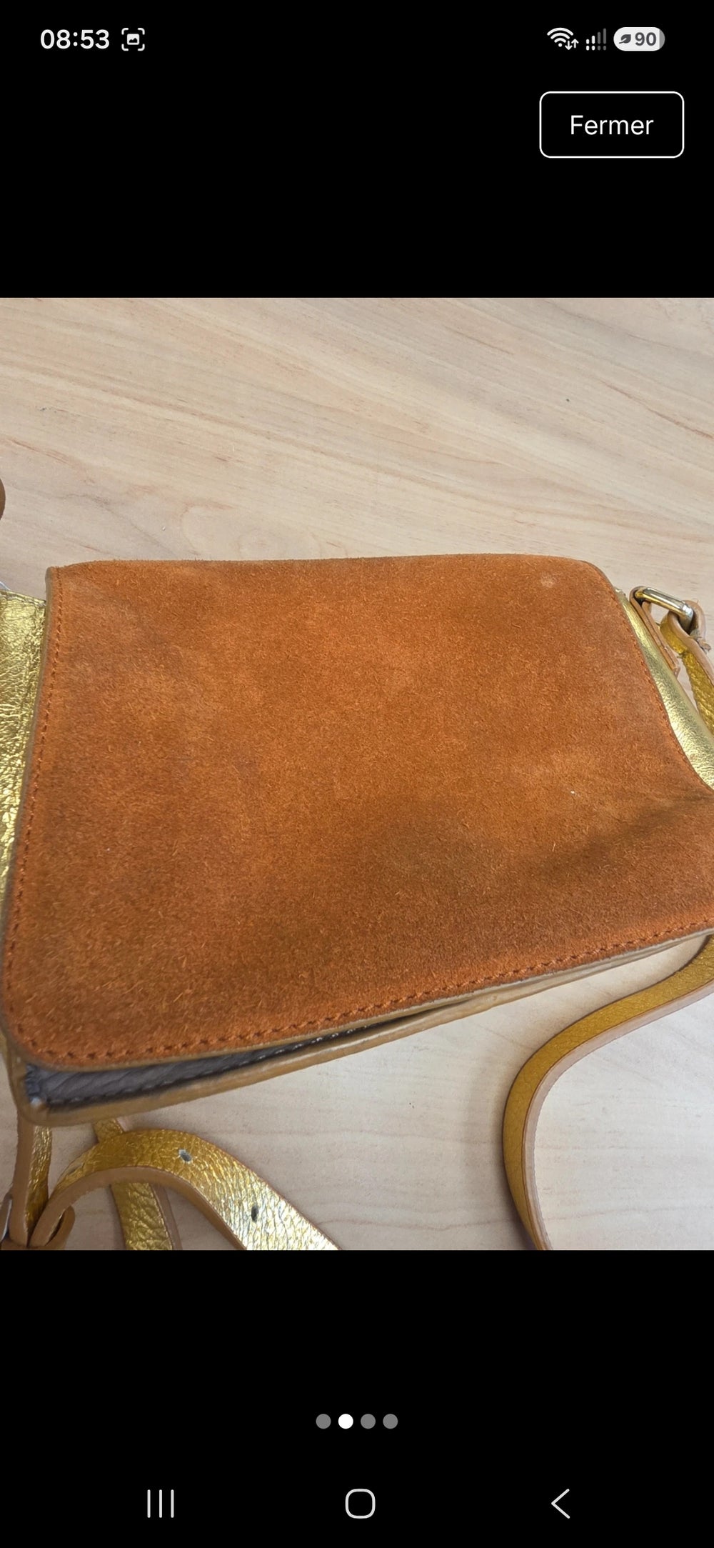 Sac neuville en cuir dore et brun