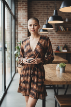 Charger l'image dans la galerie, Robe fluide brun et orange taille s
