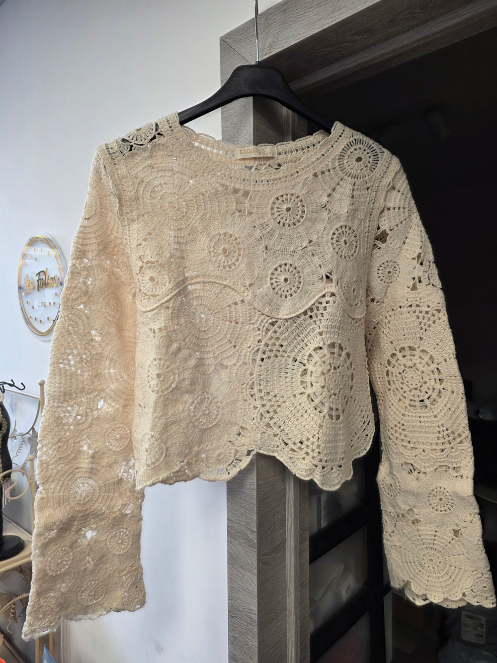 Blouse dentelle beige taille unique