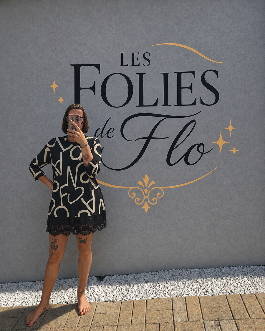 Robe beige et noire taille L