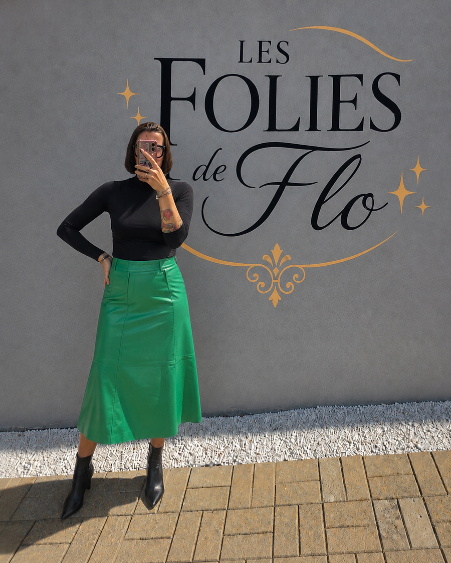 Jupe simili verte taille s