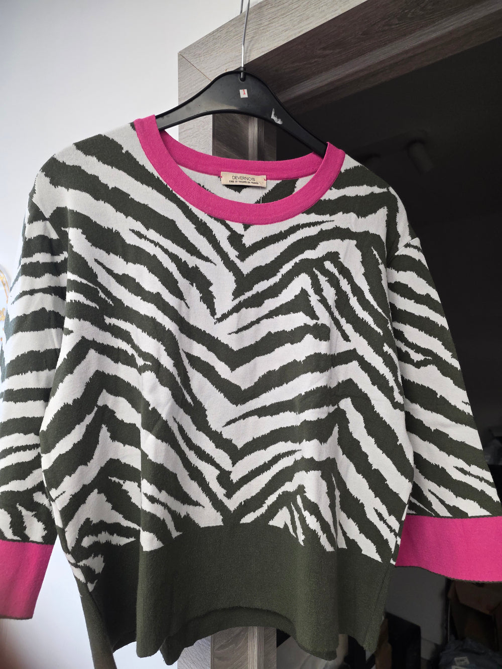 Pull kaki et rose taille L