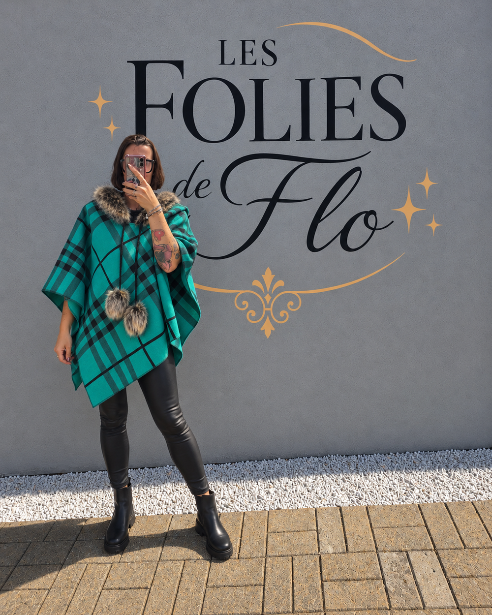 Poncho vert taille unique