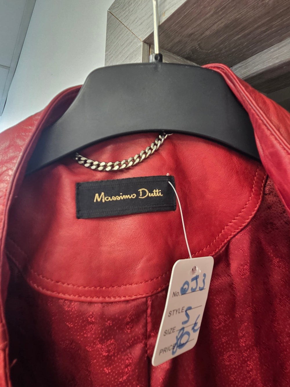 Veste en cuir bordeaux taille s