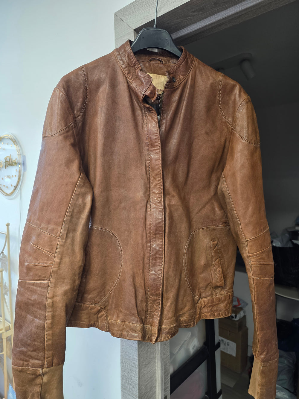 Veste en cuir brune taille xl