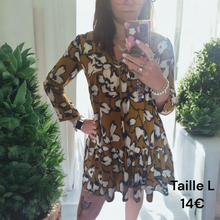 Charger l&#39;image dans la galerie, Robe courte moutarde et beige taille L
