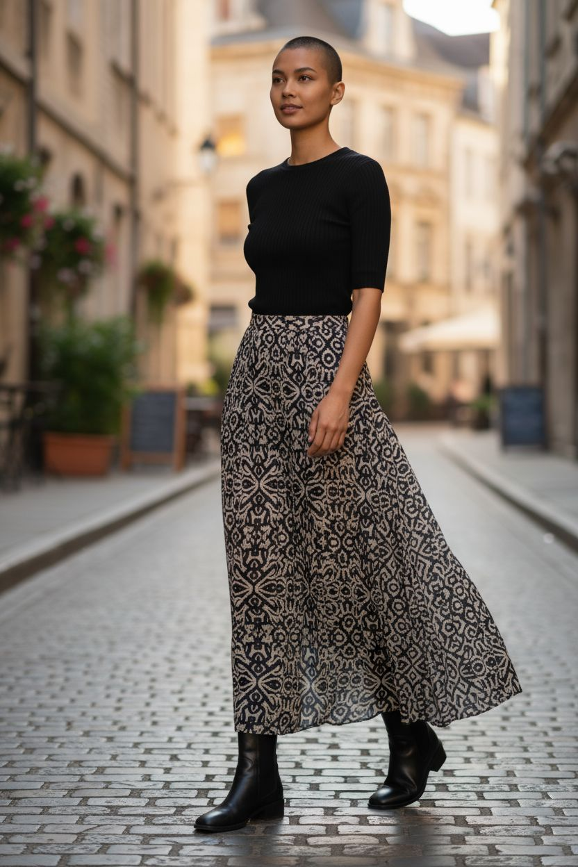 Jupe noire et beige taille m