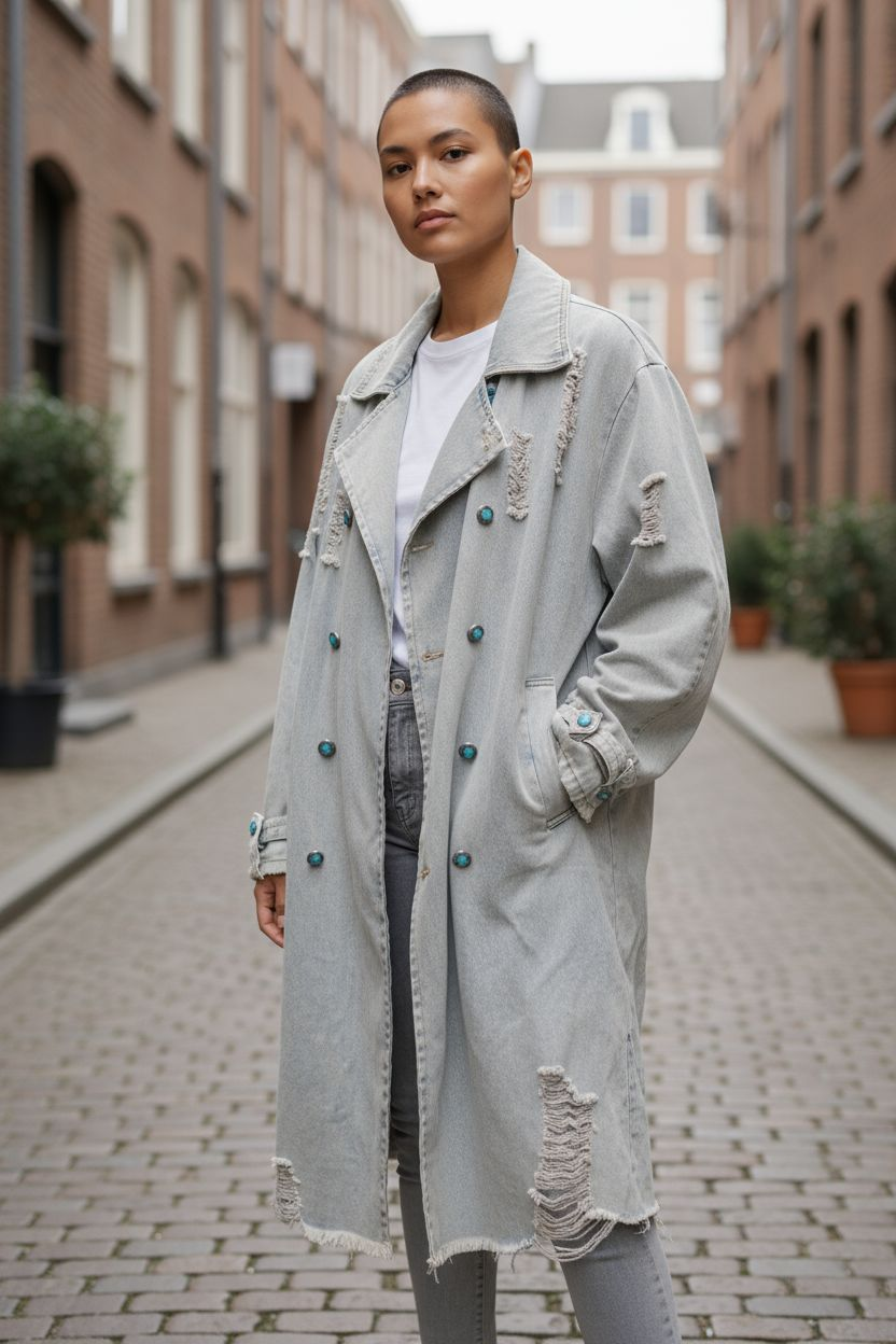 Longue veste en jeans front street taille xl