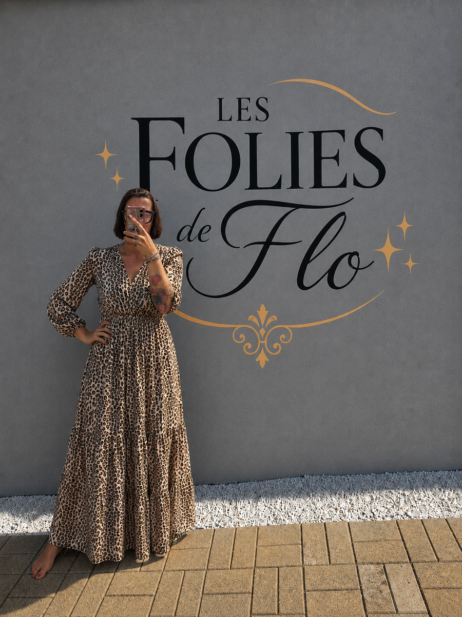 Robe longue leopard taille L