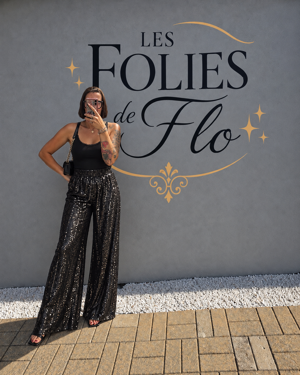 Pantalon noir a sequins taille m