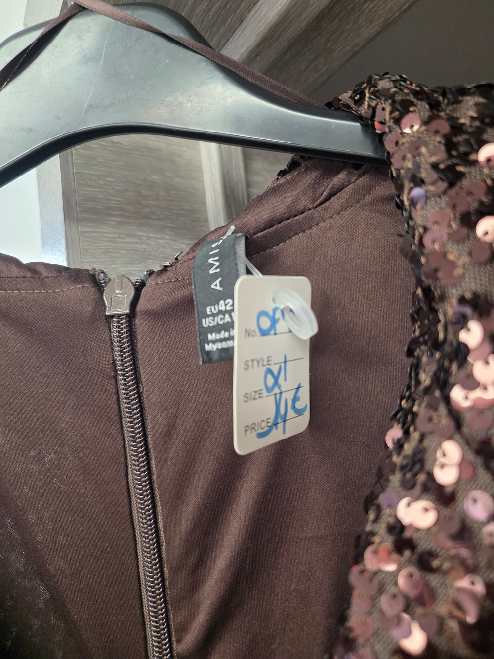 Robe a sequins brune xl