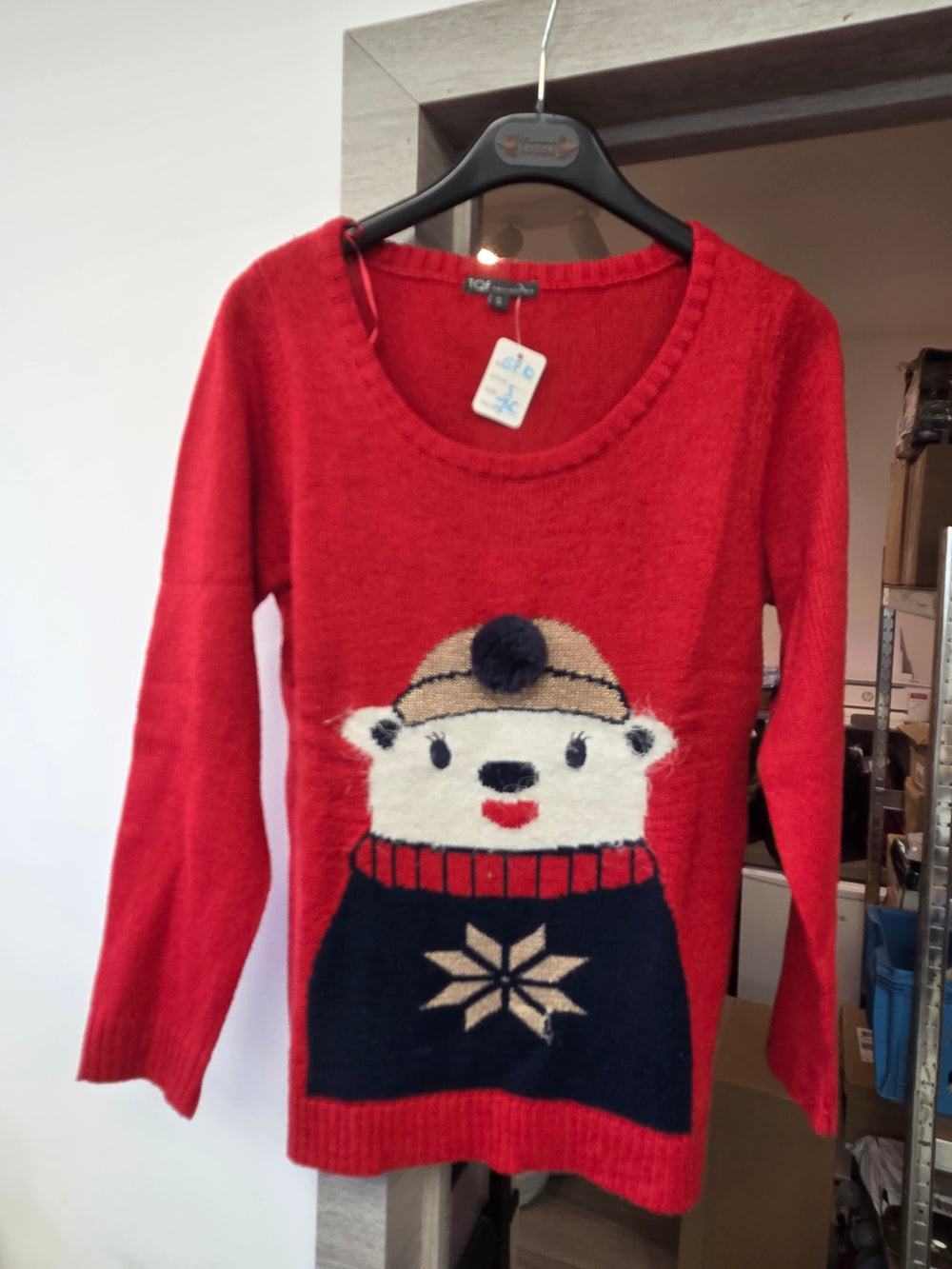 Pull de noel rouge taille s