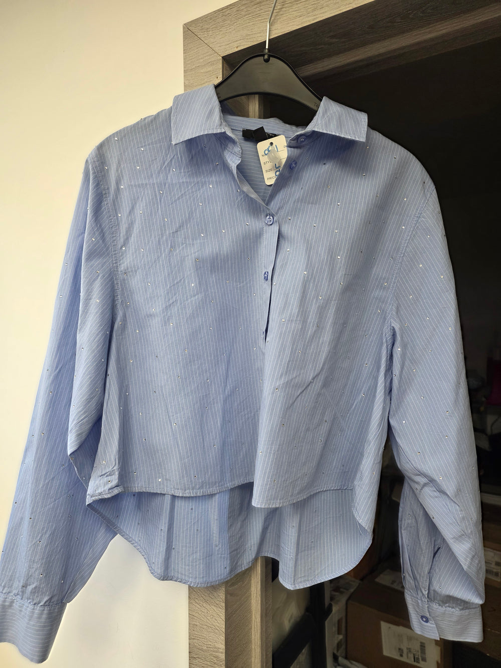 Chemisier court bleu a strass taille l
