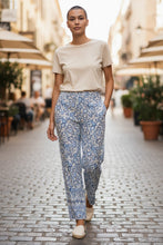 Charger l&#39;image dans la galerie, Pantalon taille haute zara taille m crème et bleu
