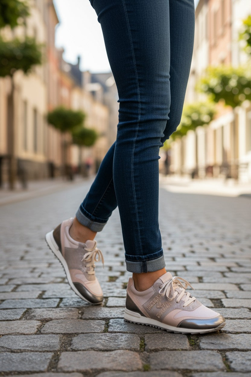 Basket maripé pointure 40 rose et grise